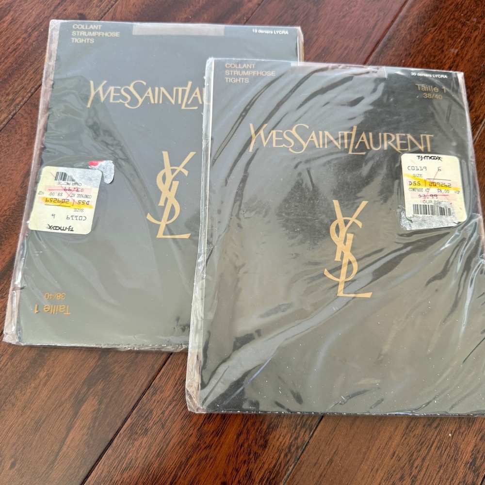 YSL Yves‎ Saint Laurent Collant Tights Size 1 38/40 Brown 13 Denier 2 Pair VTG